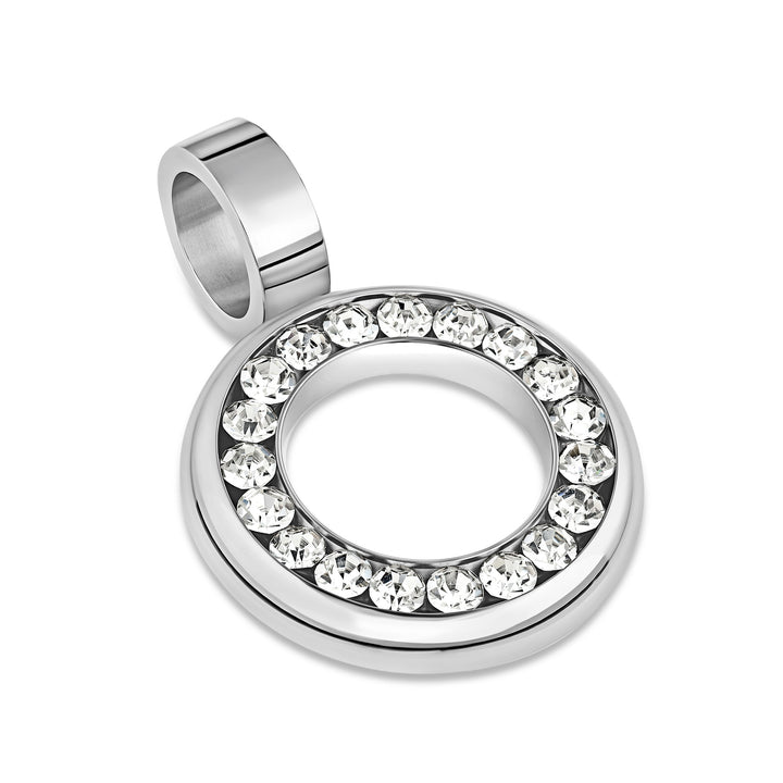 Circle Pendant with Gems - Titanium