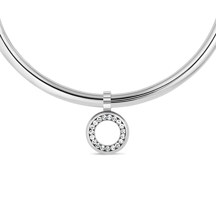 Circle Pendant with Gems - Titanium