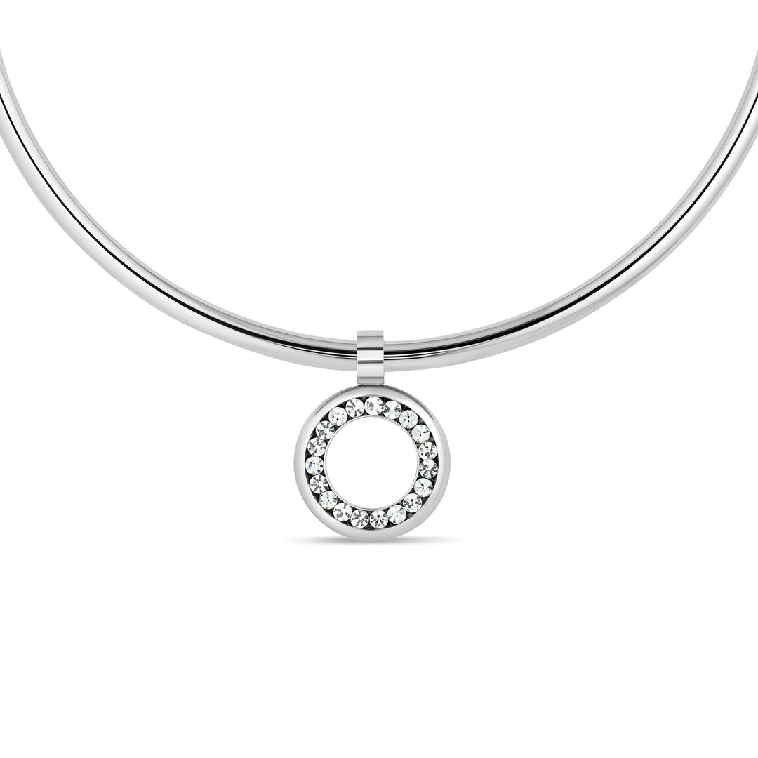 Circle Pendant with Gems - Titanium