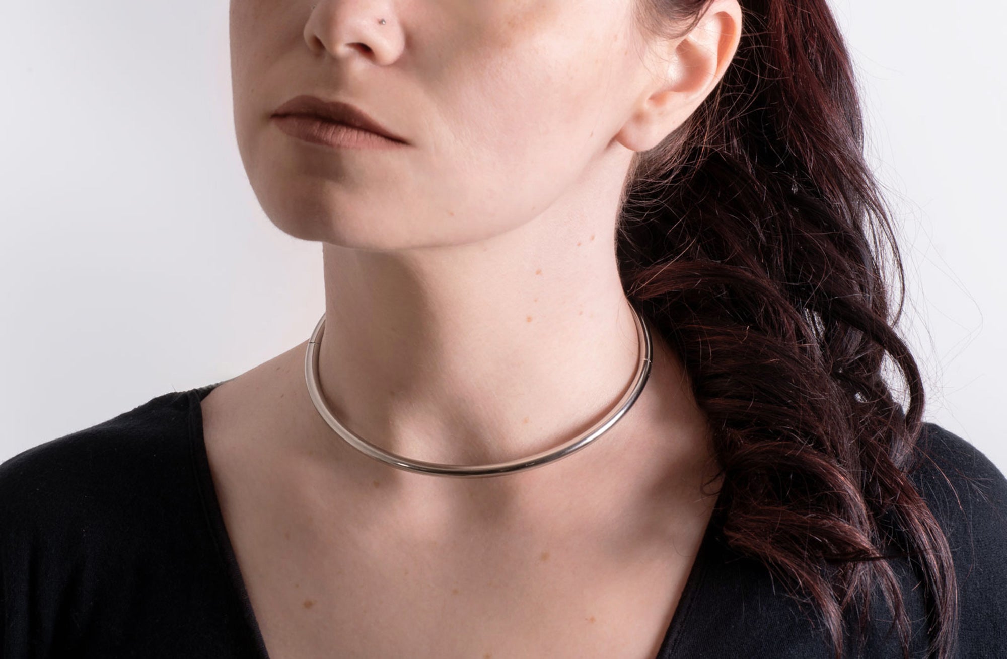 Long Eternity Necklace, Silver Ring Leather Necklace, Long